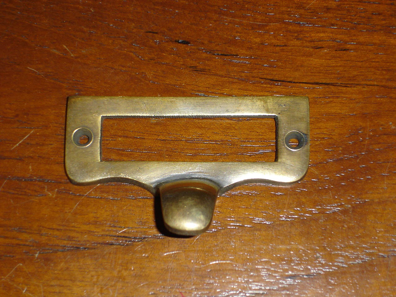 Brass Label Holder Item Code J.018 size 60 mm. Wide 28 mm.